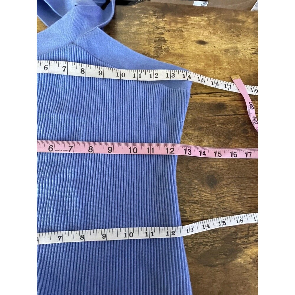 Y2k Inc International Concepts Criss Cross Top XS Tank Sculpt Knit Blue Ribbed - Picture 8 of 9